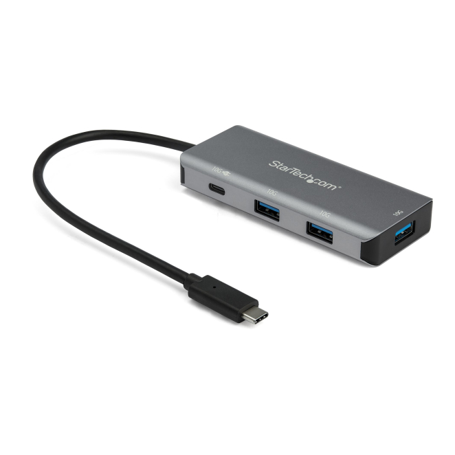 StarTech.com Hub Ladrón USB-C de 4 Puertos (10Gbps) - 3 Puertos USB-A y 1 Puerto USB-C - Entrega de Alimentación para Carga de 100W Passthrough - Mini Adaptador Concentrador Tipo C USB 3.2 Gen 2 para Portátil - Compatible con TB3