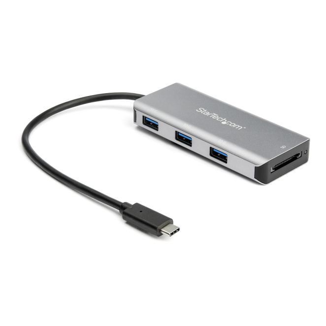 StarTech.com Hub Ladrón USB-C de 3 Puertos 10Gbps y Lector de Tarjetas de Memoria Flash SD - con 3 Puertos USB-A y 1 Ranura SD - Adaptador Hub Concentrador 3.2 Gen 2 Tipo C - Portátil - Hub para Ordenador Portátil - Alimentado por USB - Compatible TB3