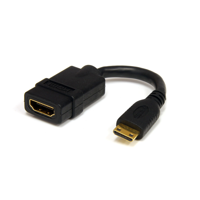 StarTech.com Adaptador de 12,5cm Mini HDMI a HDMI - HDMI de Alta Velocidad 4K - Convertidor 4K 30Hz Ultra HD - HDMI 1.4 - Conectores Chapados en Oro - Mini HDMI UHD 4K - Negro