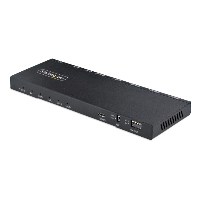 StarTech.com Splitter Divisor HDMI de 4 Puertos, Vídeo HDMI 2.0 de 4K a 60Hz, Multiplicador HDMI 4K con Escalador incorporado, HDMI de 1 Entrada y 4 Salidas, Audio 3,5 mm