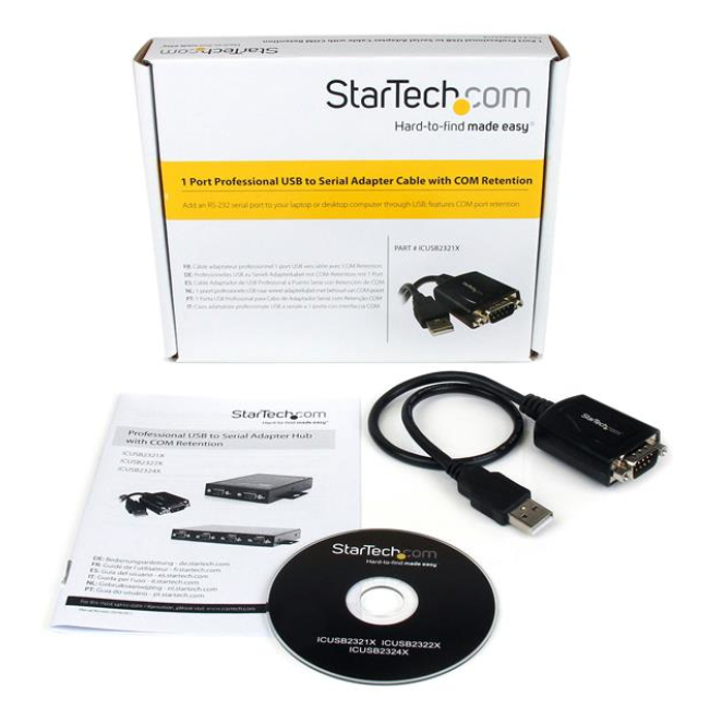 StarTech.com Cable Profesional de 0,3m USB a Puerto Serie Serial RS232 DB9 con Retención del Puerto COM