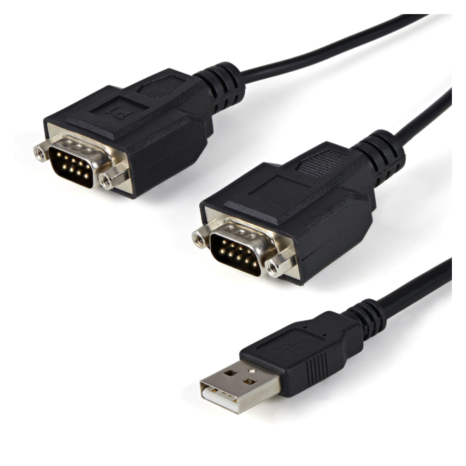 StarTech.com Cable 1,8m USB a 2 Puertos Serie Serial RS232 DB9 Retención del Puerto de Asignación COM