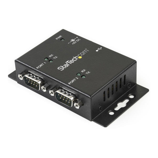 StarTech.com Concentrador Hub Industrial de 2 Puertos Serie Serial RS232 a USB Montaje Riel DIN Pared
