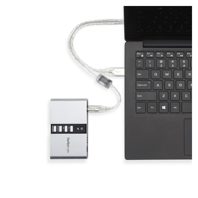 StarTech.com Tarjeta de Sonido 7,1 USB Externa conectada a laptop
