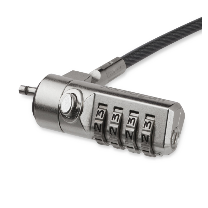 StarTech.com Cable con Candado de Seguridad con Clave para Ordenador Portátil - con Bisagra Giratoria - con Candado de Combinación de 4 Dígitos