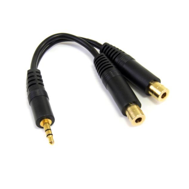 StarTech.com Cable 15cm Audio Splitter Divisor de Auriculares Mini-Jack 3,5mm Estéreo Macho a 2x Hembra