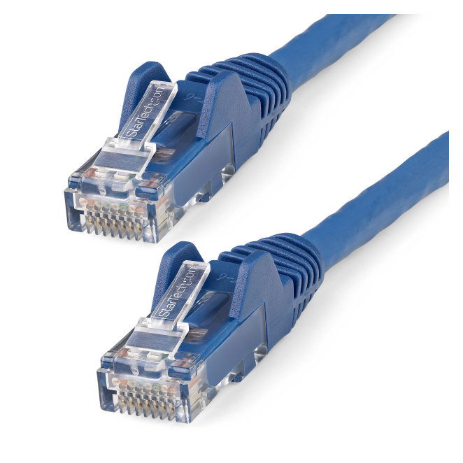 StarTech.com Cable Ethernet CAT6 de 50cm - LSZH - Cable de Red de 10 Gigabits de 650MHz y PoE de 100W UTP sin Enganches (Snagless) con Alivio de Tensión - Azul - CAT 6 - ETL