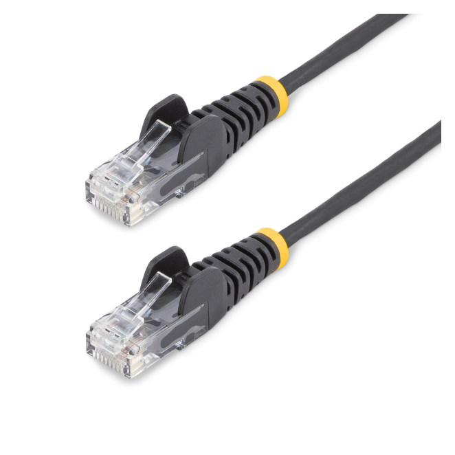 StarTech.com Cable Cat6 de 2,5m - Delgado - con Conectores RJ45 sin Enganches - Negro