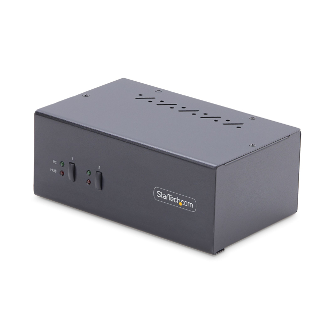 StarTech.com Switch KVM de 2 Puertos DisplayPort para 2 Monitores - Conmutador KVM 4K60Hz - Hub Ladrón 2x USB 5Gb - Hub 2x USB 2.0 - Teclas de Acceso o Botones Selectores - TAA - ESD Nivel 3