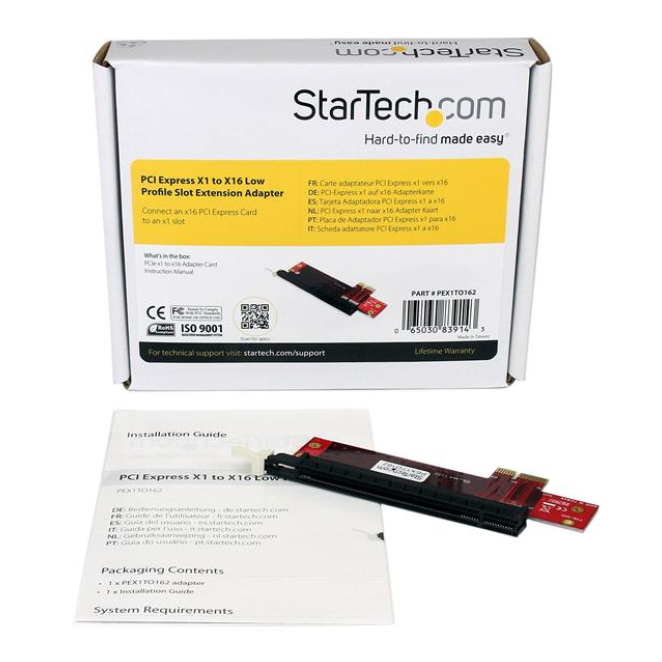 StarTech.com PCIe adaptador instalado en ranura