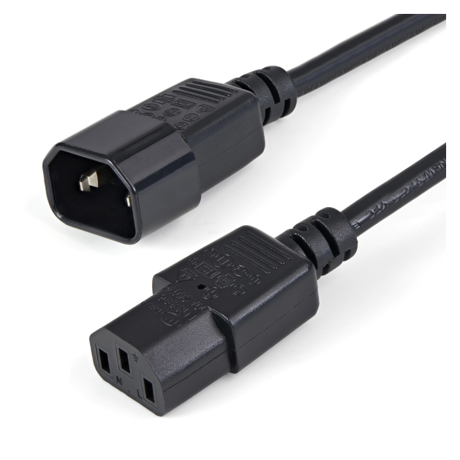 StarTech.com Cable de 1m de Extensión de Alimentación, C14 a C13, 10A 125V, 18AWG, Alargador de Cable de Corriente de Ordenador, IEC-320-C14 a IEC-320-C13, para Fuente de Alimentación, UL