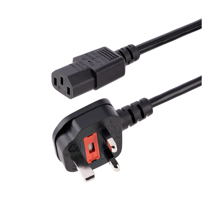 StarTech.com Cable de 3m de Alimentación de Ordenador, 18AWG, BS 1363 a C13, 10A 250V, Cable de Alimentación de Repuesto, Cable de TV/Monitor, Adaptador de Corriente para el Reino Unido