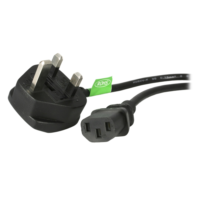 StarTech.com Cable de 1,8m de Alimentación de Ordenador, 18AWG, BS 1363 a C13, 10A 250V, Cable de Alimentación de Repuesto, Cable de TV/Monitor, Adaptador de Corriente para el Reino Unido