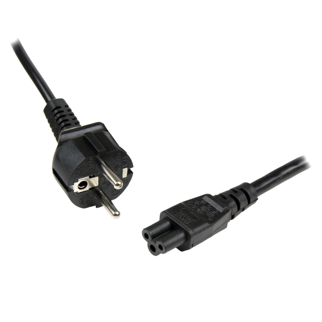 StarTech.com Cable de 2m de Alimentación para Portátiles, Enchufe UE a C5, 2,5A 250V, 18AWG, Cable de Repuesto para Cargador, Cable Hoja de Trébol Mickey Mouse, Cable para Europa, UL