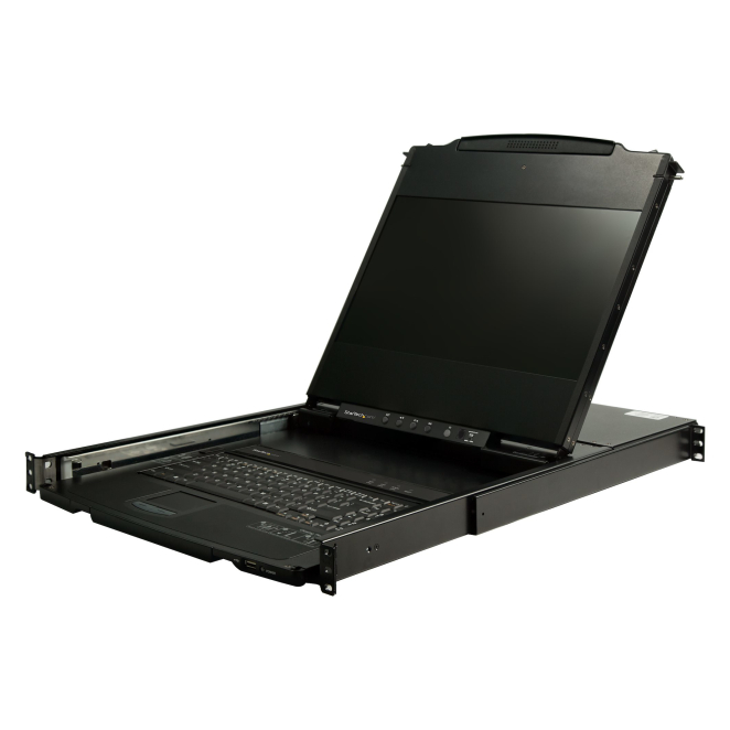 StarTech.com Consola KVM de Doble Carril HD 1080p para Rack de Servidores - Teclado QWERTY - KVM de 1 Puerto DVI/VGA con Monitor LCD de 17″ - Switch KVM 1U con Cables - USB - MTBF 44230