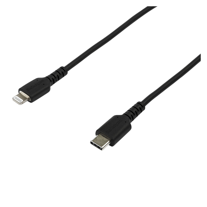 StarTech.com Cable Resistente USB-C a Lightning de 2 m Negro - Cable de Sincronización y Carga USB Tipo C a Lightning con Fibra de Aramida Resistente - Certificado MFi de Apple - para iPad/iPhone 12