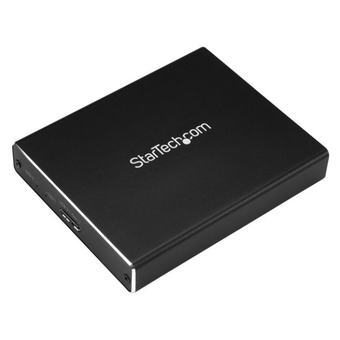 StarTech.com Caja de Dos Bahías M.2 NGFF - USB 3.1 (10Gbps) - RAID - Caja Externa USB-C y USB-A de Aluminio