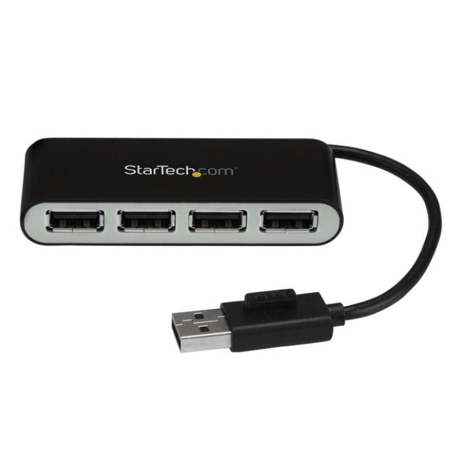 StarTech.com Concentrador Ladrón USB 2.0 de 4 Puertos con Cable Integrado - Hub Portátil USB 2.0