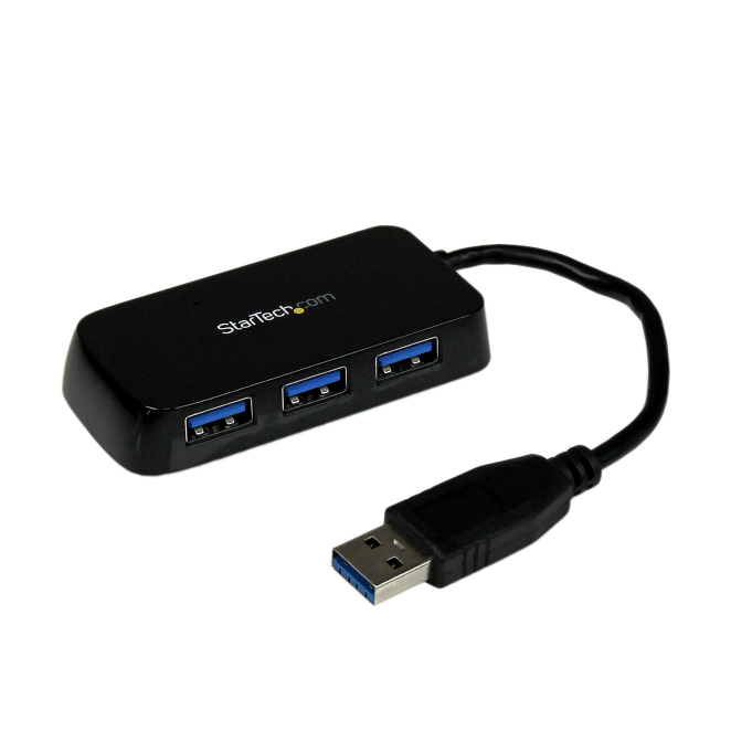 StarTech.com Adaptador Concentrador Hub Ladrón USB 3.0 (5Gbps) Super Speed para Portátil de 4 Puertos Salidas - Negro