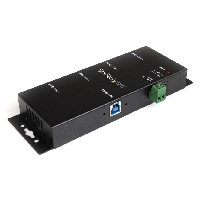 StarTech.com Hub Concentrador USB 3.0 de 4 Puertos - 5Gbps - Ladrón USB-A Industrial de Metal - de Montaje en Carril DIN, Pared o Escritorio - Hub de Expansión TAA