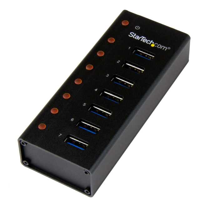 StarTech.com Concentrador USB 3.0 de 7 Puertos con Caja de Metal - 5Gbps - Hub de Sobremesa o Montaje en Pared
