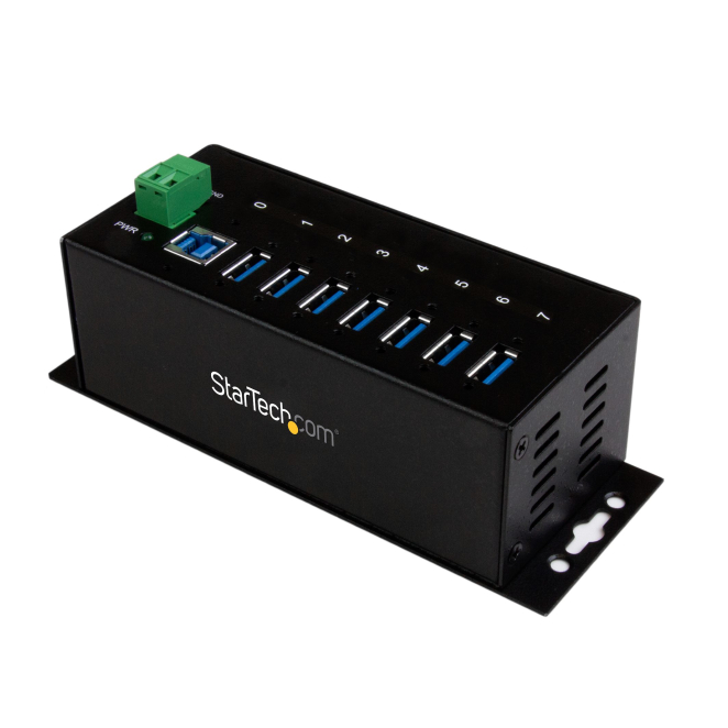 StarTech.com Hub Concentrador USB 3.0 de 7 Puertos - 5Gbps - Ladrón USB Industrial de Metal con Protección ESD y Protección de Picos de 350W - de Montaje en Carril DIN, Pared o Escritorio - TAA