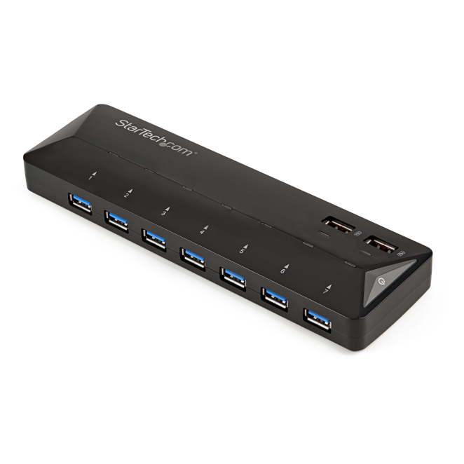 StarTech.com Concentrador USB 3.0 de 7 Puertos - 5Gbps - Ladrón con Puertos de Carga y Sincronización - Hub con 2 Puertos de 2,4A