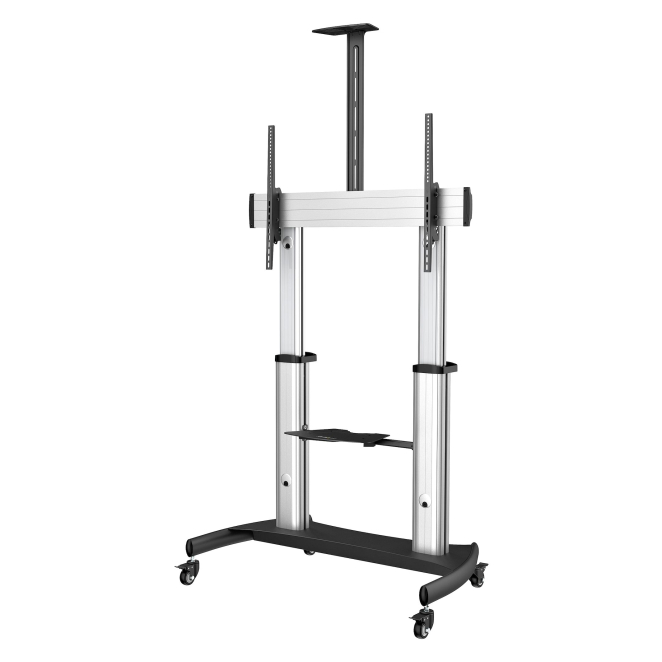 StarTech.com Soporte Móvil de TV - Carrito de TV de Servicio Pesado para Pantallas de 60 a 100 Pulgadas - 100kg - Soporte Universal Rodante de Piso con Altura Ajustable - con Ruedas - para Televisor (STNDMTV100)