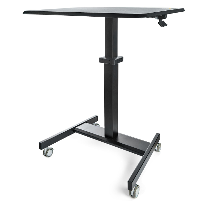 StarTech.com Escritorio Móvil de Pie - Carrito Mesa Portátil Ajustable de Pie Ergonómica con Ruedas - Estación de Trabajo Rodante para Ordenador o Portátil - con Ajuste de un Toque - para Profesores o Estudiantes