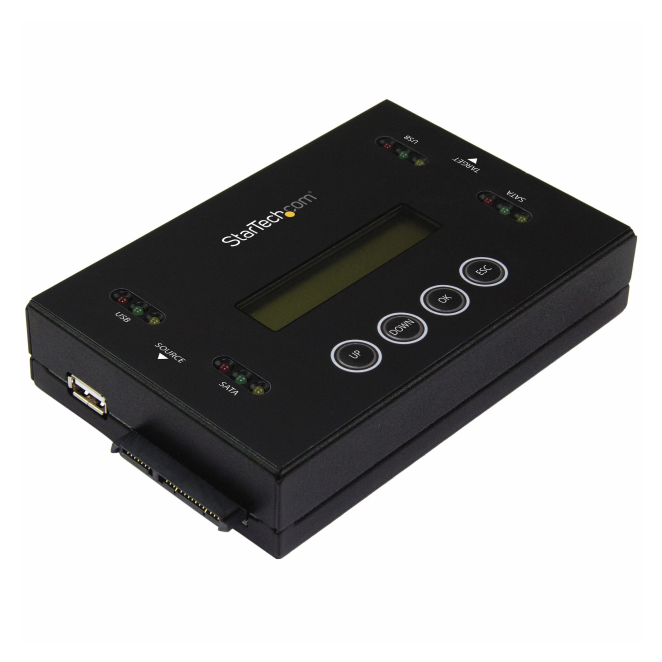 StarTech.com Clonador y Borrador Independiente 1:1 para Memorias USB y Unidades de Disco Duro y SSD SATA - con Pantalla LCD - TAA - Independiente del Sistema Operativo