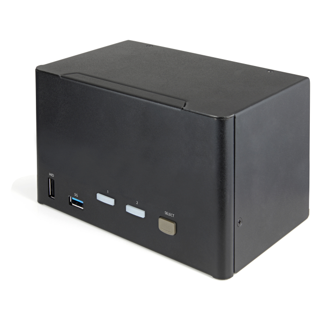 StarTech.com Switch Conmutador KVM de 2 Puertos DisplayPort 1.2 para 4 Monitores - DP HDR UHD 4K de 60Hz - Hub Ladrón de 2 Puertos USB 3.0 (5Gbps) - 4 Puertos USB 2.0 HID - Audio - Hotkeys
