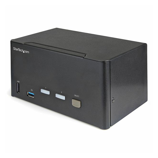 StarTech.com Switch Conmutador KVM de 2 Puertos DisplayPort 4K para 3 Monitores - Vídeo de 4K y 60Hz Ultra HD - HDR - Hub Ladrón USB 3.0 de 2 Puertos y 4 Puertos USB 2.0 HID - Audio - HotKey - TAA