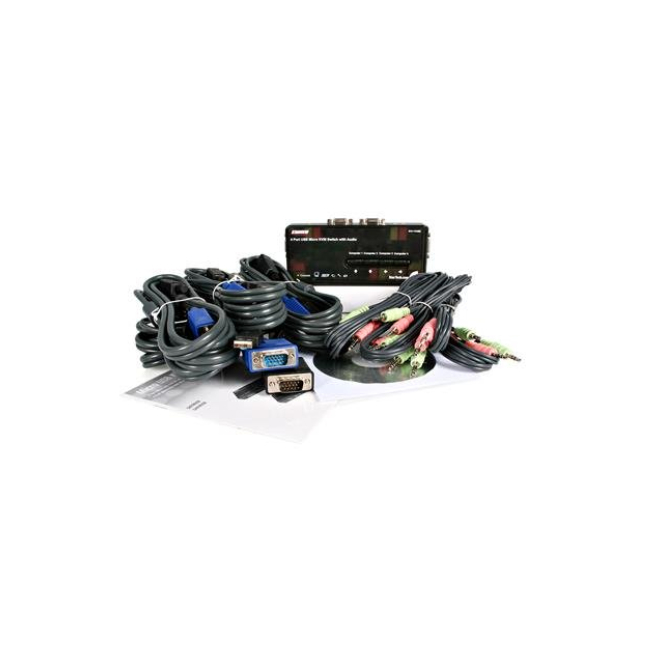StarTech.com Juego de Conmutador Switch KVM 4 Puertos Vídeo VGA USB 2.0 con Cables y Audio