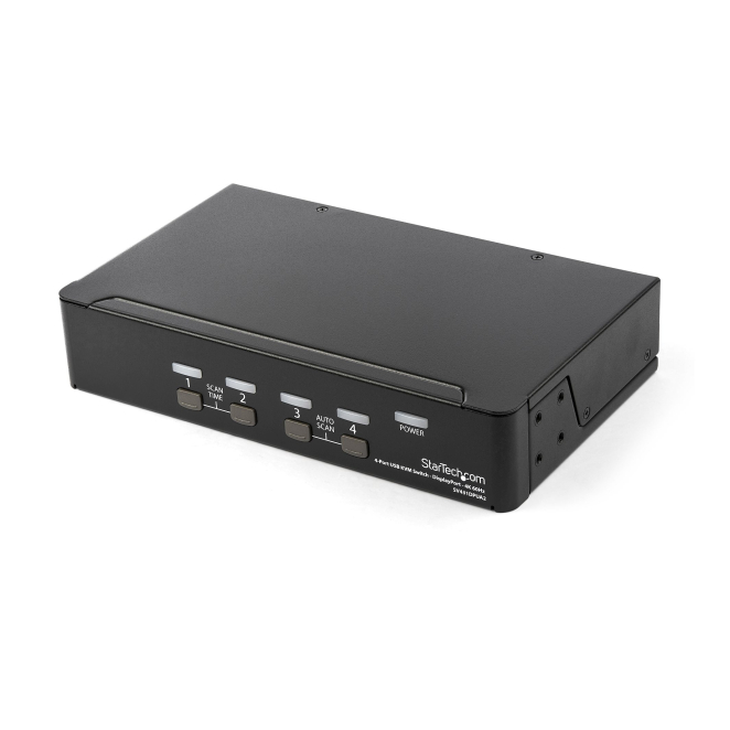 StarTech.com Switch Conmutador KVM de 4 Puertos DisplayPort - 4K 60Hz - para Una Pantalla - Switch KVM de 4 Puertos DP 1.2 con Hub Ladrón USB 2.0 y Audio - Dell, HP, Apple - TAA