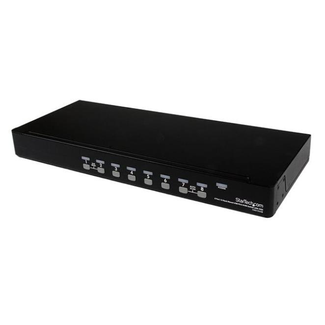 StarTech.com Conmutador Switch KVM 8 Puertos de Vídeo VGA HD15 USB 2.0 USB A PS/2 - 1U Rack Estante