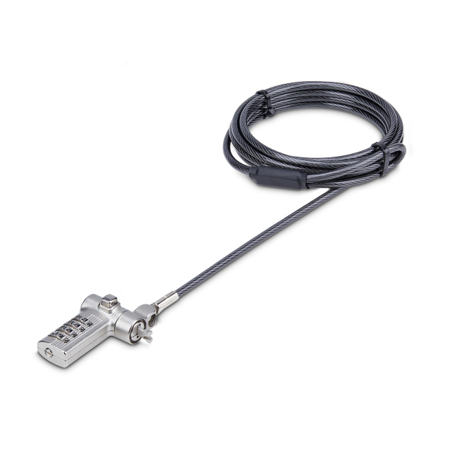 StarTech.com Cable de 2m Universal de Seguridad para Portátiles - Cable con Candado para Portátiles Compatible con Noble Wedge/Nano/K-Slot - Cerradura de Combinación - Anticorte - Antirrobo