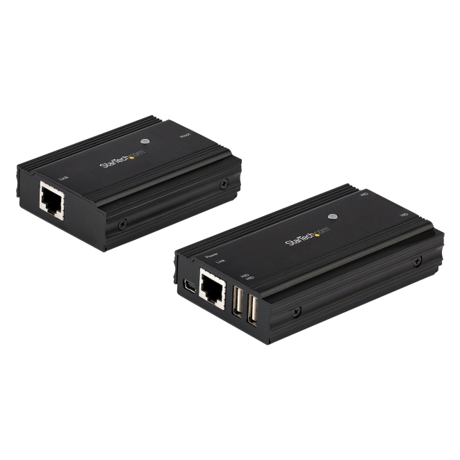 StarTech.com Hub Concentrador Extensor USB 2.0 de 4 Puertos por un Solo Cable Ethernet CAT5e/CAT6 RJ45 - 100m - Juego de Alargador USB - Caja de Metal - Alimentación Externa - 480 Mbps