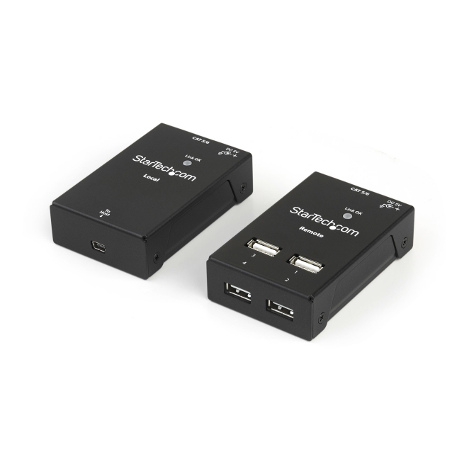 StarTech.com Extensor Alargador USB 2.0 de 4 Puertos por Cable Cat5 o Cat6 - Extensor Compacto USB 2.0 por Ethernet - Hasta 40 Metros - Hub Ladrón USB 2.0 Remoto