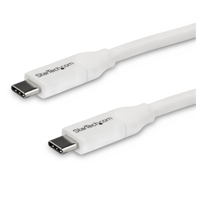 StarTech.com Cable 4m USB-C a USB-C con capacidad para Entrega de Alimentación de 5A - USB Tipo C - Cable de Carga USBC - USB 2.0 - Blanco