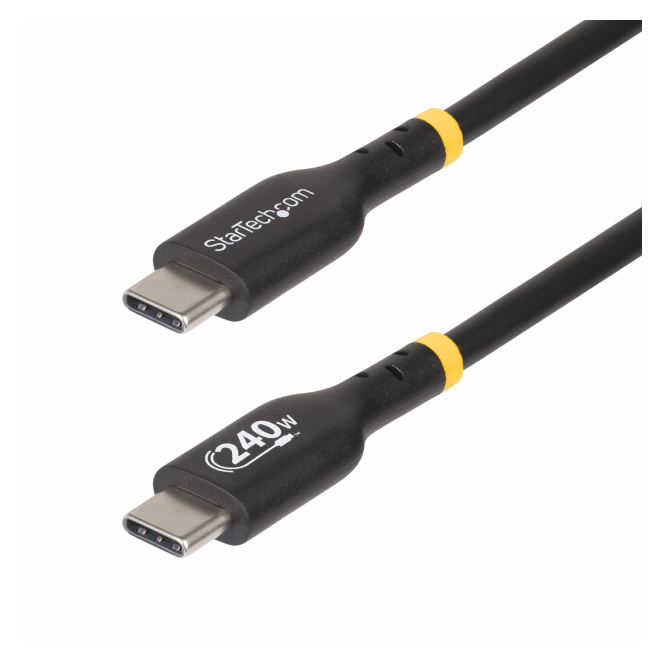 StarTech.com Cable de Carga USB-C de 2m - Cable USB Tipo C - Certificación USB-IF - PD de 240W EPR - Cable USB 2.0 USB-C de Carga para Portátiles - Recubrimiento de TPE - Macho a Macho