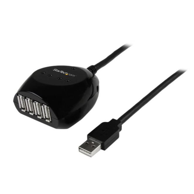 StarTech.com Cable Extensor Activo USB 2.0 de 15m con Hub de 4 Puertos - Alargador USB con Concentrador de 4 Puertos
