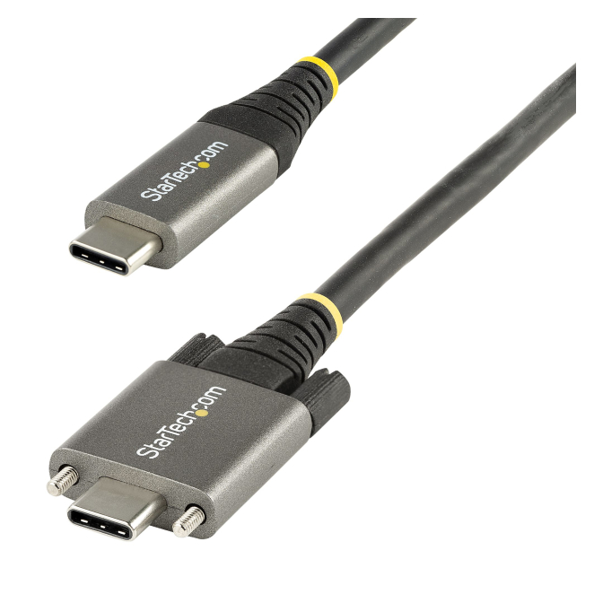 StarTech.com Cable de 1m USB-C con Tornillos Laterales de Fijación - 10Gbps - Cable USB Tipo C USB 3.1/3.2 Gen 2 - con Carga por Entrega Alimentación PD de 100W (5A), Modo Alt DP