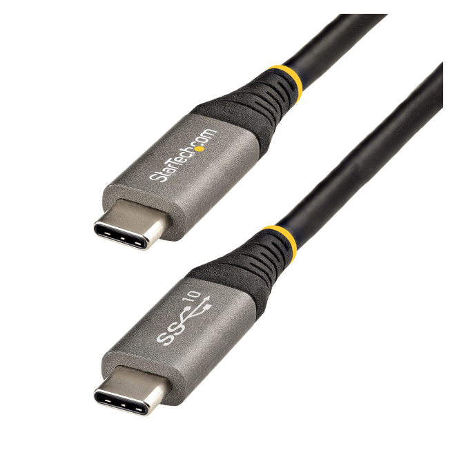 StarTech.com Cable de 1m USB-C de 10Gbps - Cable USB Tipo C Certificado por USB-IF - Cable USB TipoC USB 3.2 Gen 2 - Con Carga por Entrega de Alimentación PD de 100W (5A), Modo Alt de DP