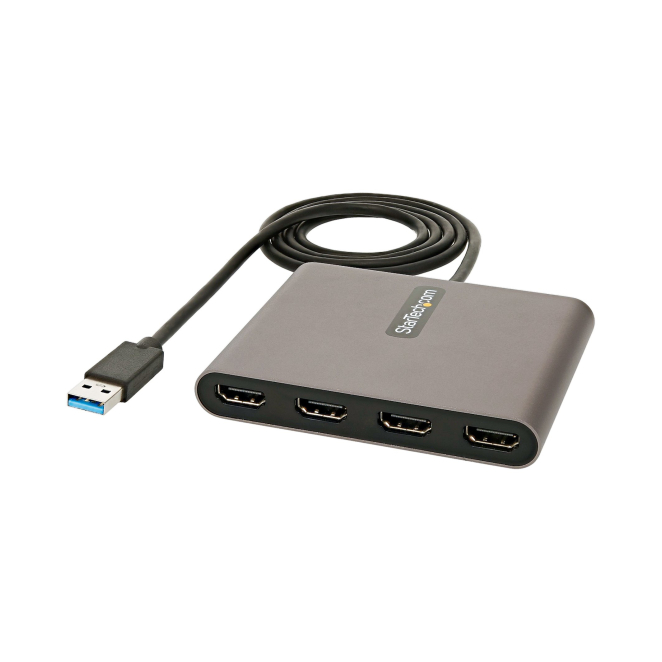 StarTech.com Adaptador USB 3.0 a 4 Puertos HDMI - Tarjeta Gráfica y de Vídeo Externa - Dongle Llave USB-A a 4x HDMI - 1080p a 60Hz - Conversor Multimonitor USB a HDMI - Solo para Windows