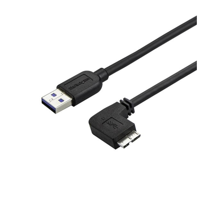 StarTech.com Cable delgado de 1m Micro USB 3.0 acodado a la derecha a USB A