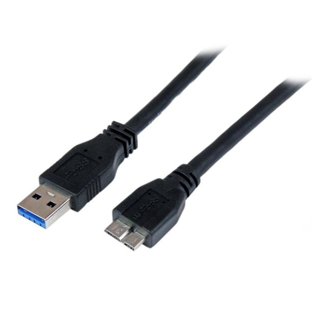 StarTech.com Cable Certificado 1m USB 3.0 Super Speed SS Micro USB B Macho a USB A Macho Adaptador - Negro