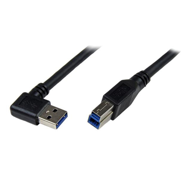 StarTech.com Cable 1m USB 3.0 Super Speed USB B Macho a USB A Macho Acodado en Ángulo a la Derecha - Negro