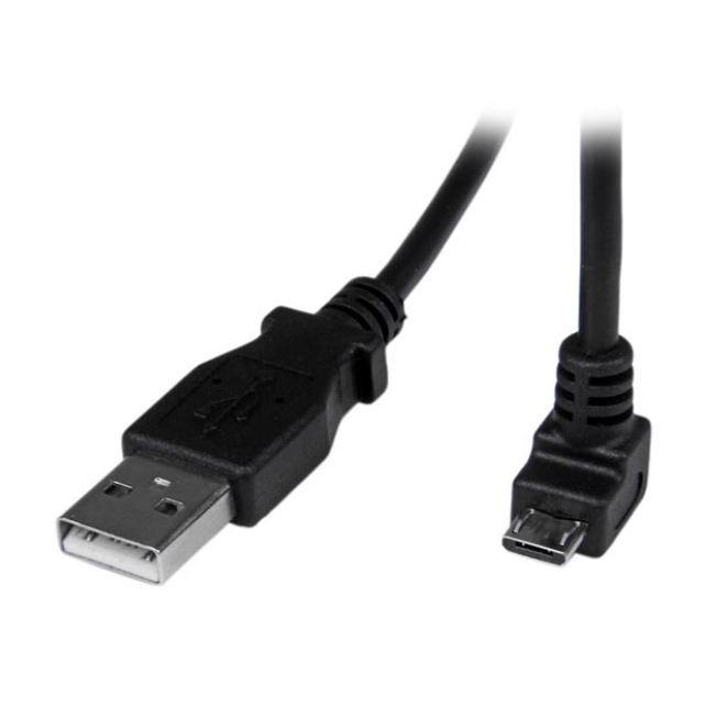 StarTech.com Cable Adaptador 2m USB A Macho a Micro USB B Macho Acodado en Ángulo hacia Abajo para Teléfono Móvil