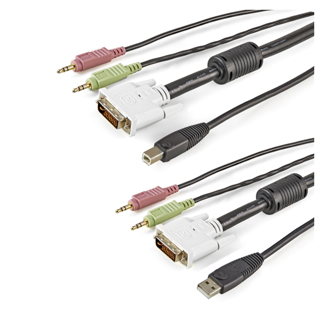 StarTech.com Cable KVM 4 en 1 de 1,8m con DVI USB Audio y Micrófono