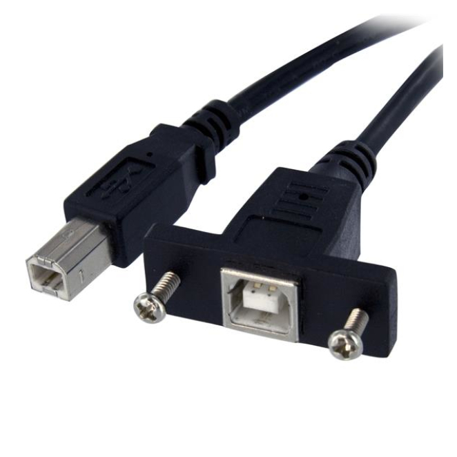 StarTech.com Cable de 91cm USB 2.0 para Montar Empotrar en Panel - Extensor Macho a Hembra USB B - Negro